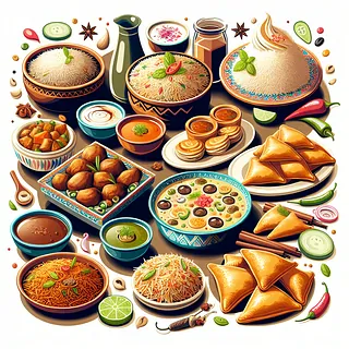 Stock image of delicious Pakistani food dishes